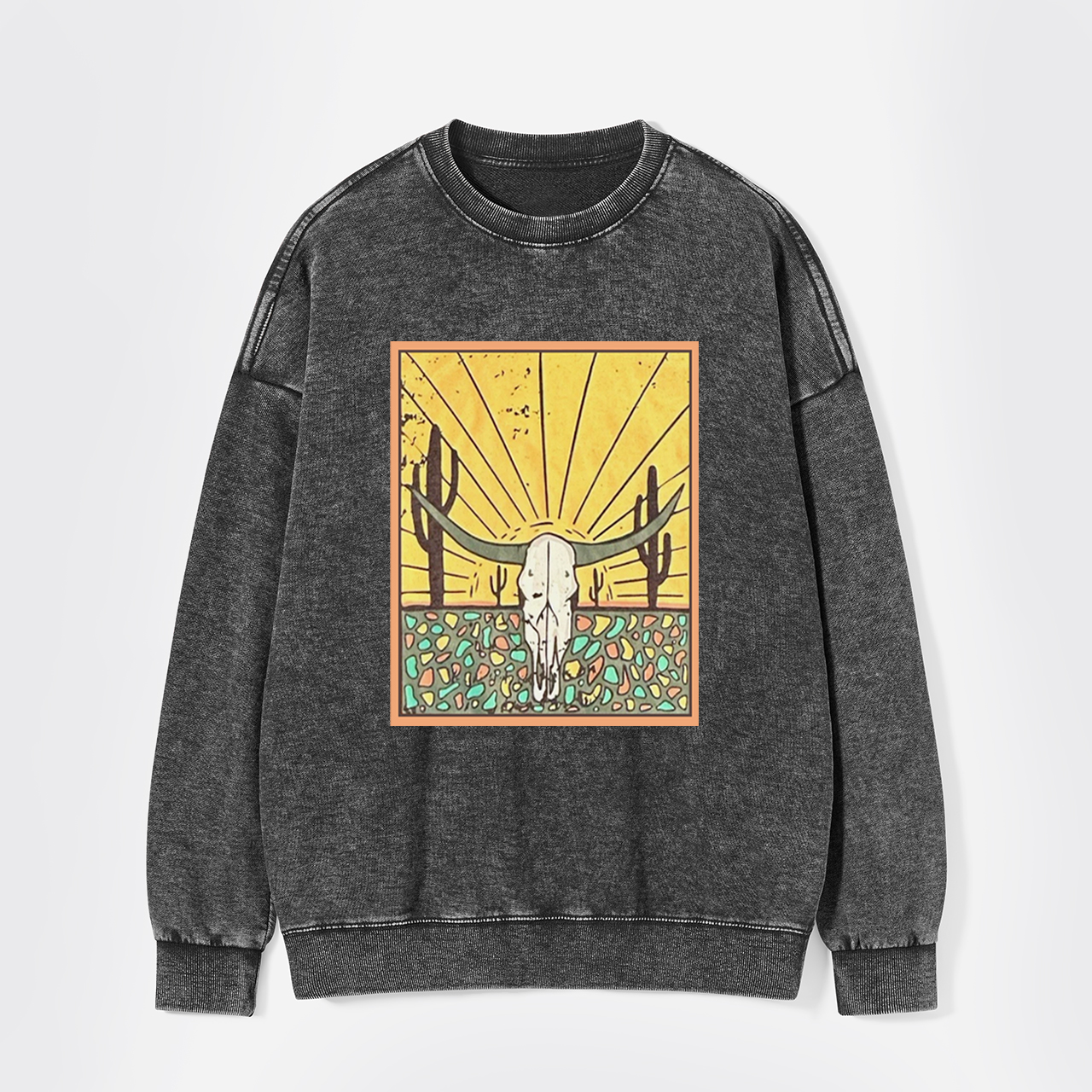 Wild Cow Skull Washed Sweatshirts