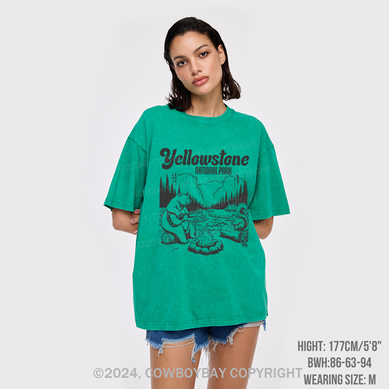 Cute Bear In The Yellowstone National Park Garment-dye Tees