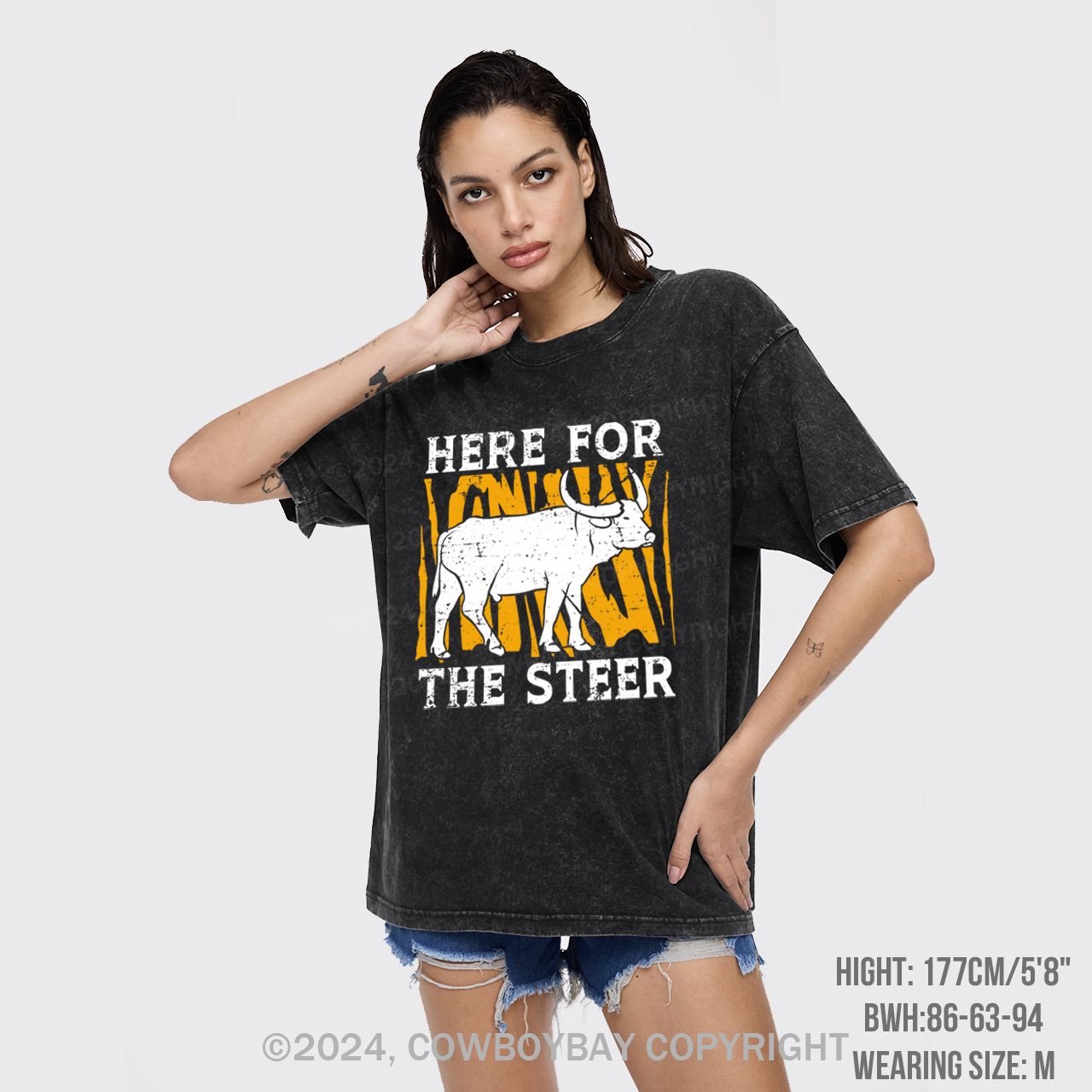 Bull In Arena Steer Wrestler Garment-dye Tees