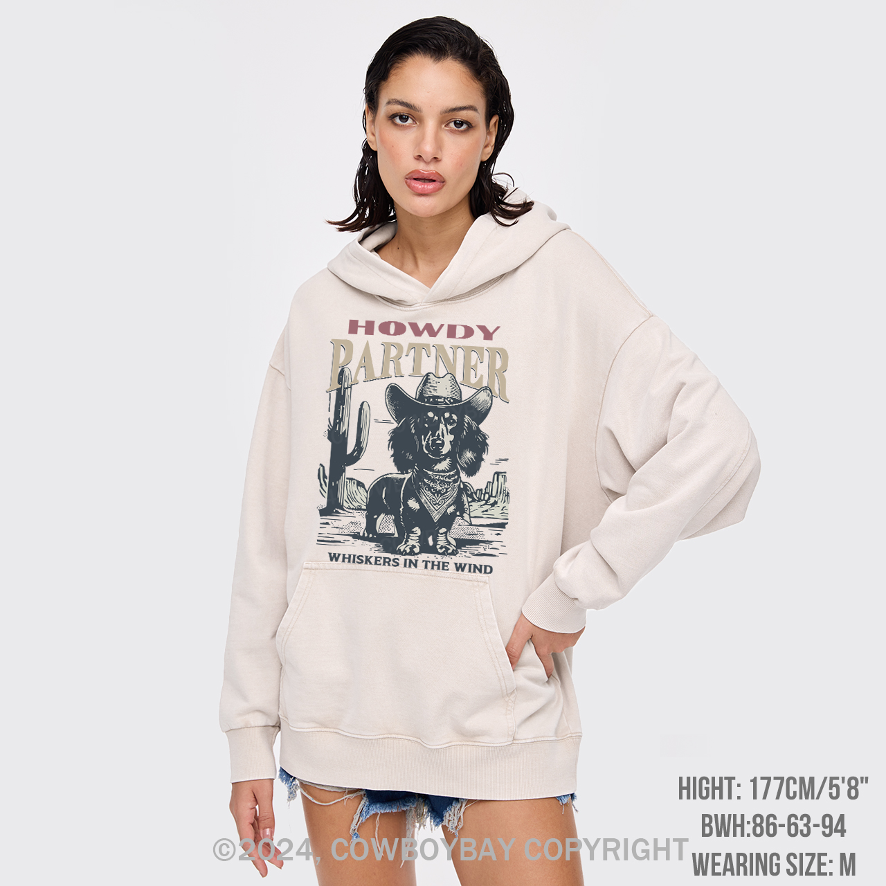 Howdy Partner Cowboy Dog Garment-Dye Hoodies