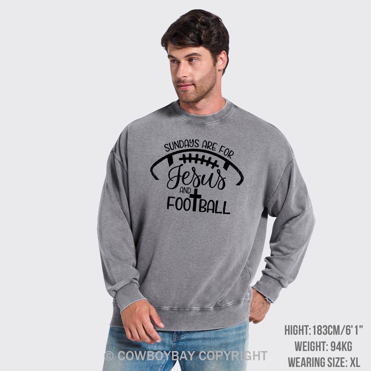 Sundays Are For Jesus And Football Washed Sweatshirts