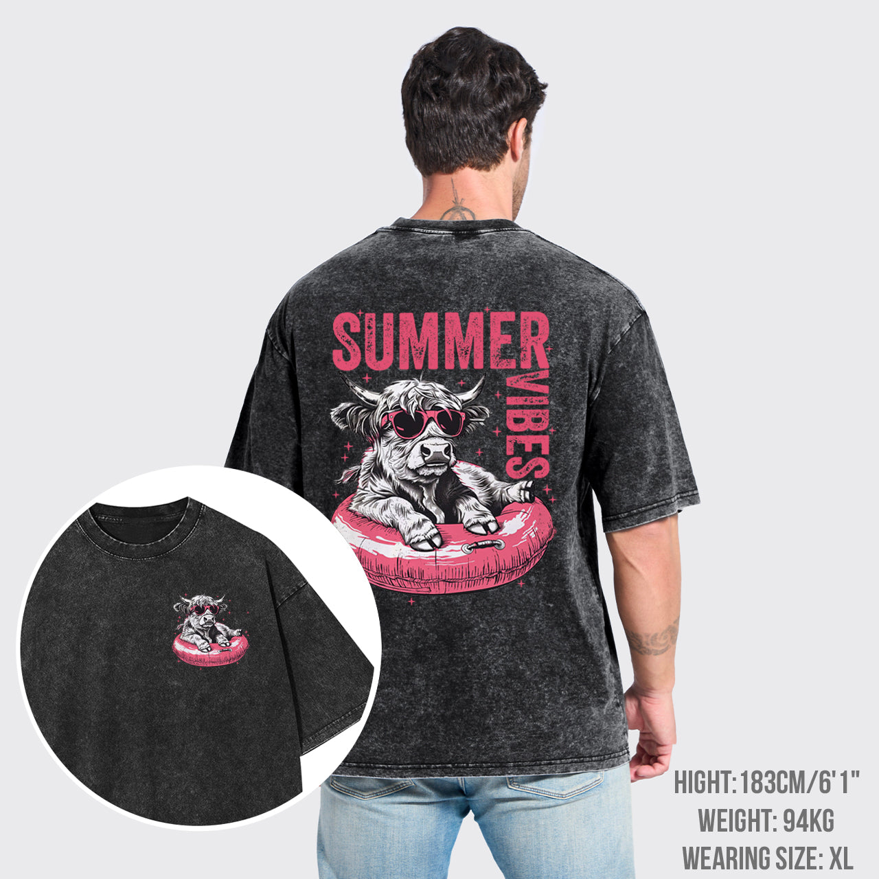 Summer,Highland Cow Garment-dye Tees