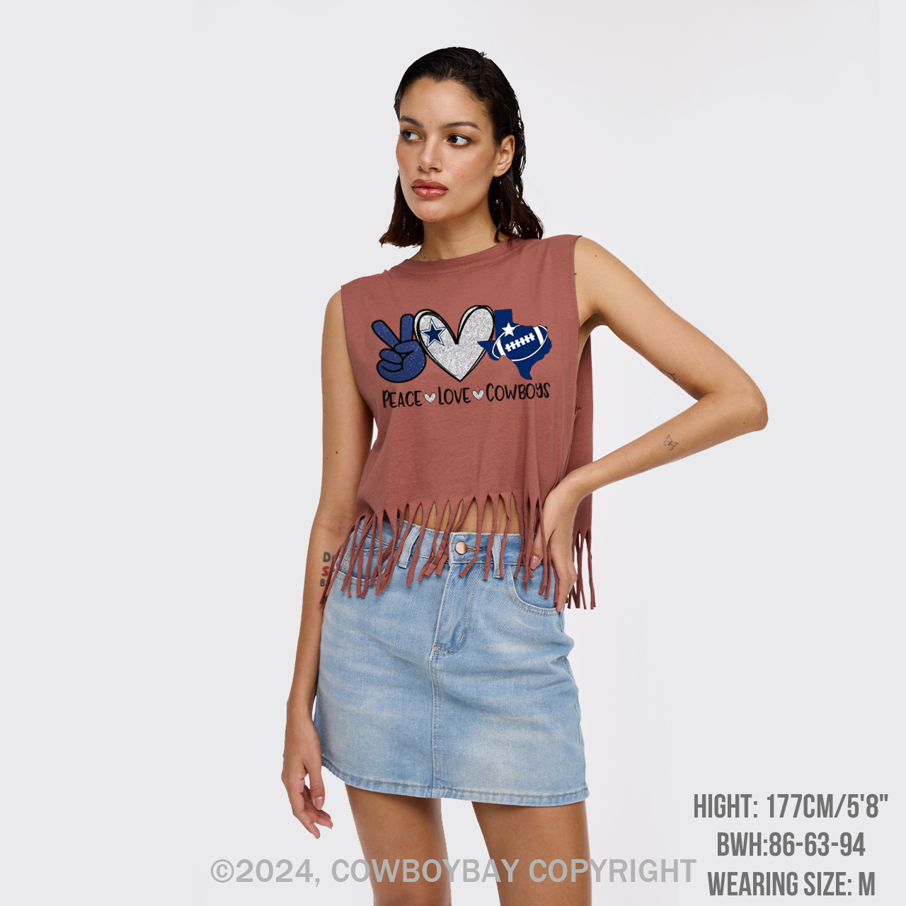 Peace Love America's Team Cowboys Fringe Tank