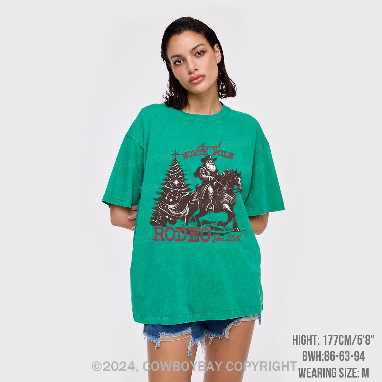 Cowboy Santa Western Christmas Garment-dye Tees