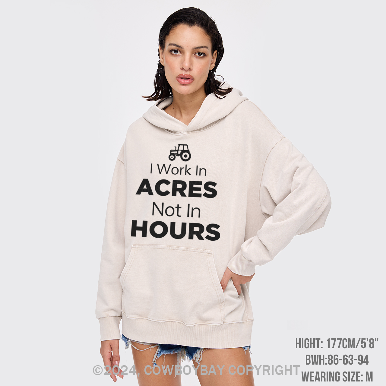 I Work In Acres Not In Hours  Garment-Dye Hoodies