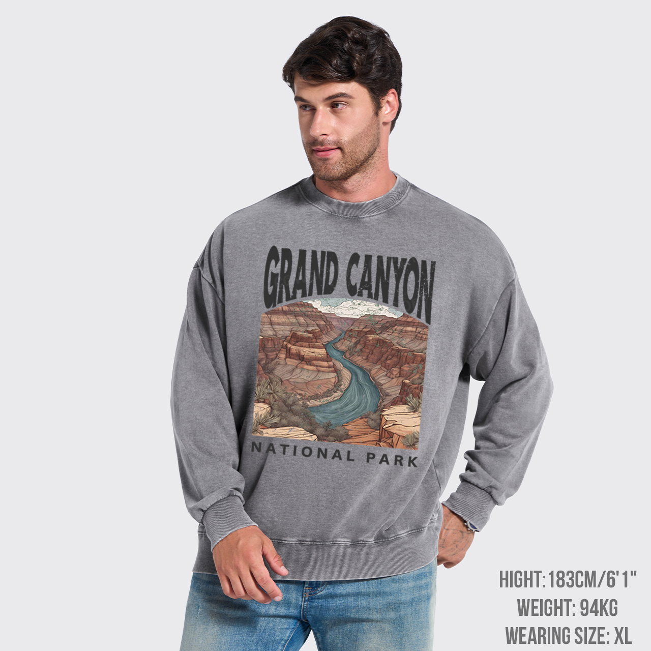 Retro Grand Canyon National Park Washed Sweatshirts