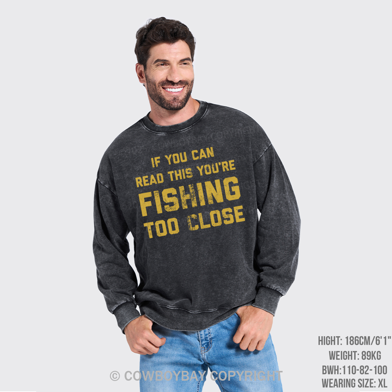 Fishing Too Close Washed Sweatshirts