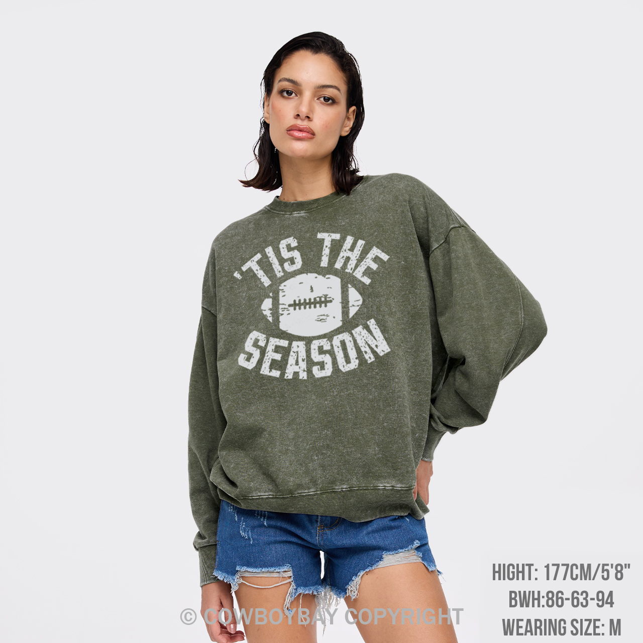 Tis The Season Football Washed Sweatshirts