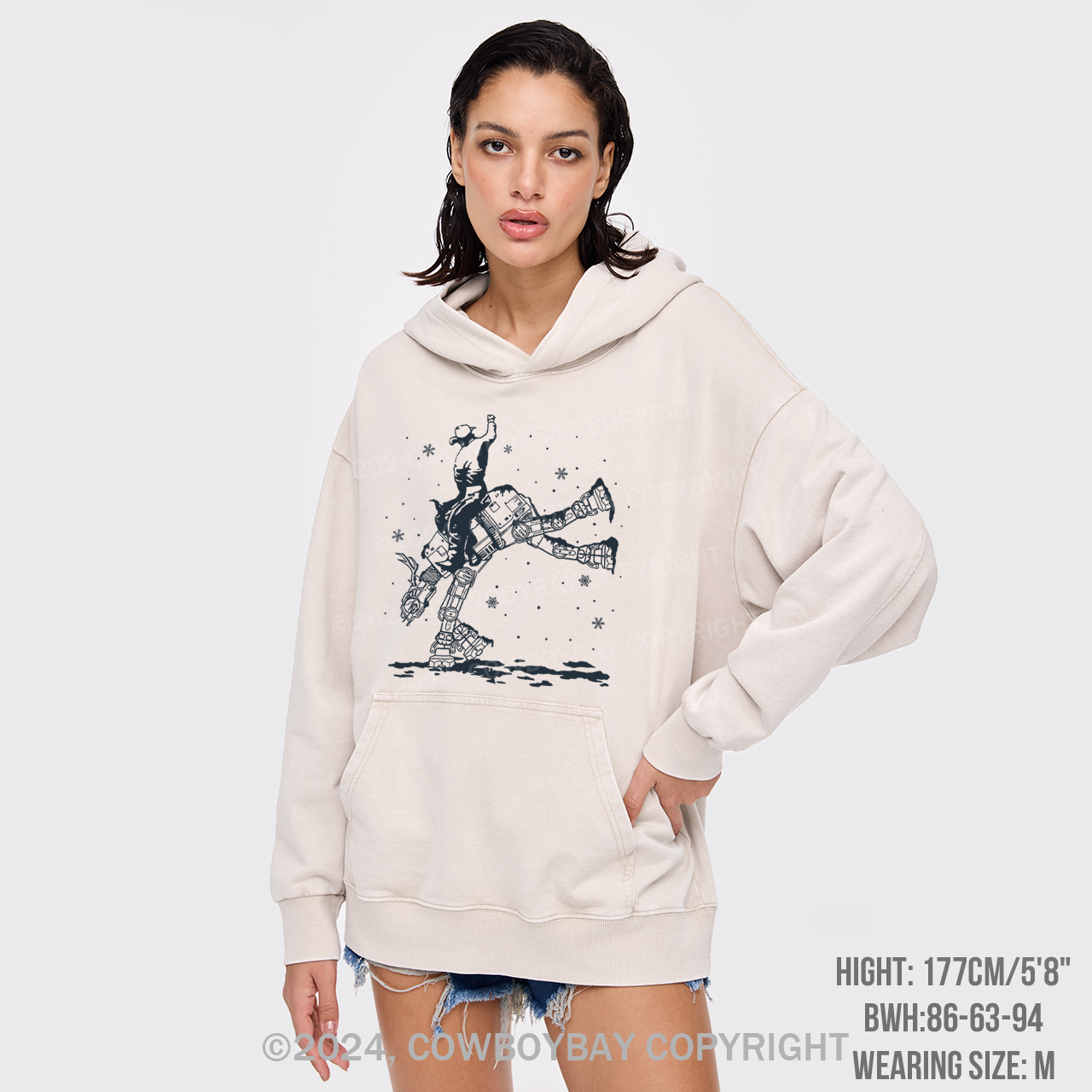 Christmas Star Rodeo At Cowboy Garment-Dye Hoodies