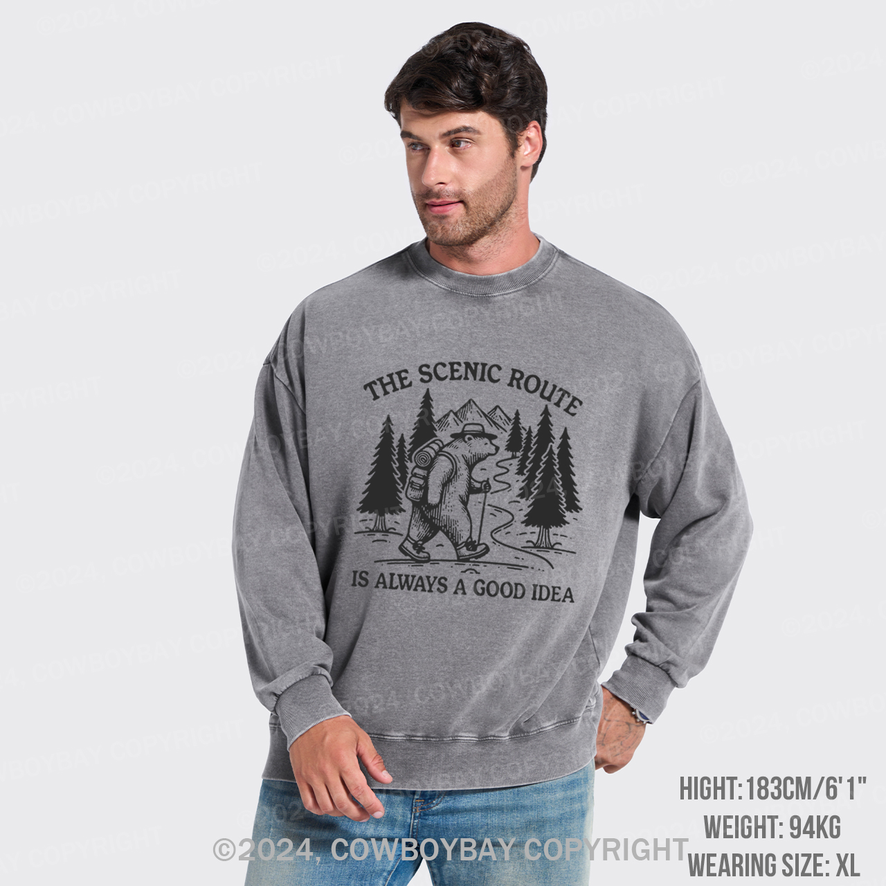 The Scenic Route Is Always A Good Idea Washed Sweatshirts
