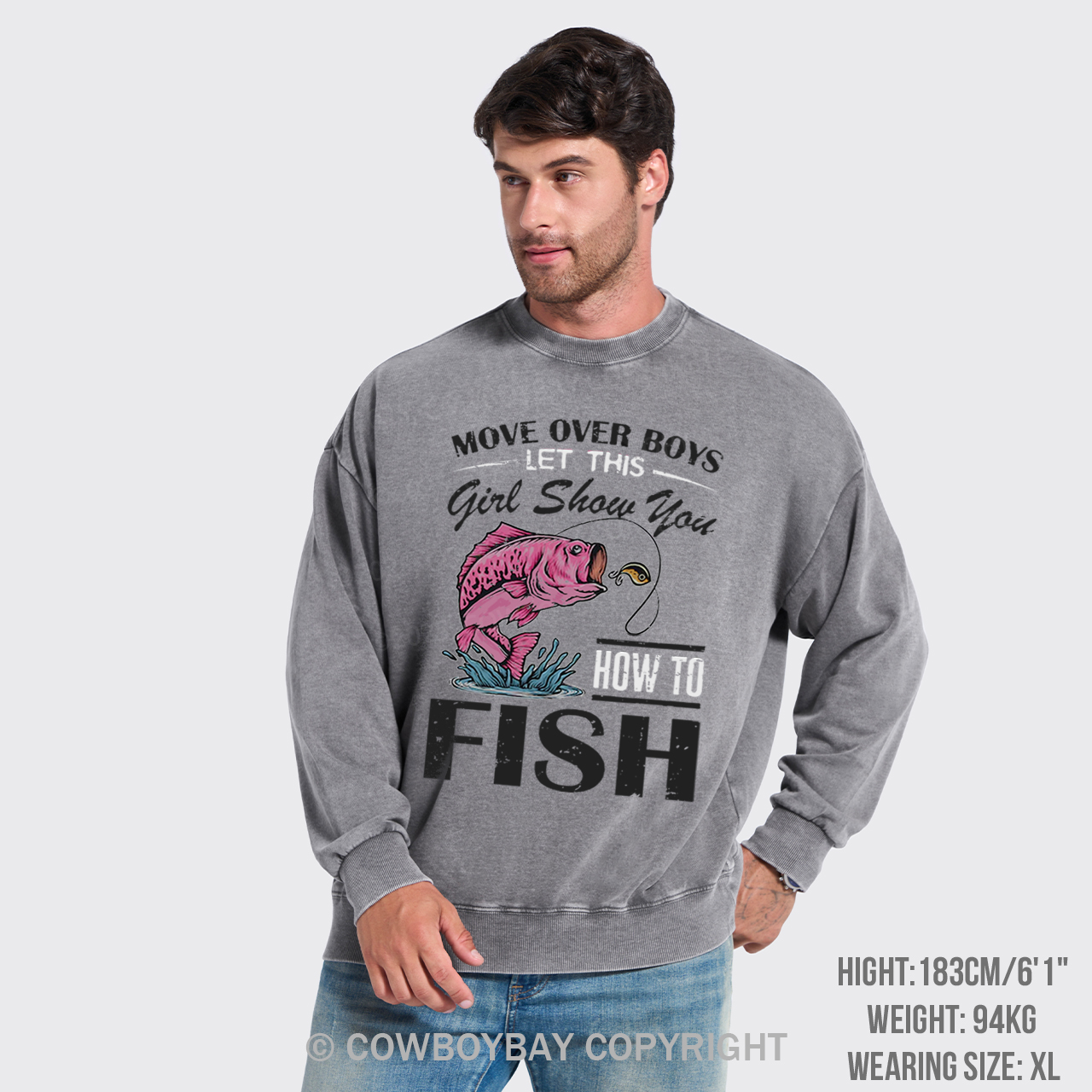 Move Over Boys Fishing Washed Sweatshirts
