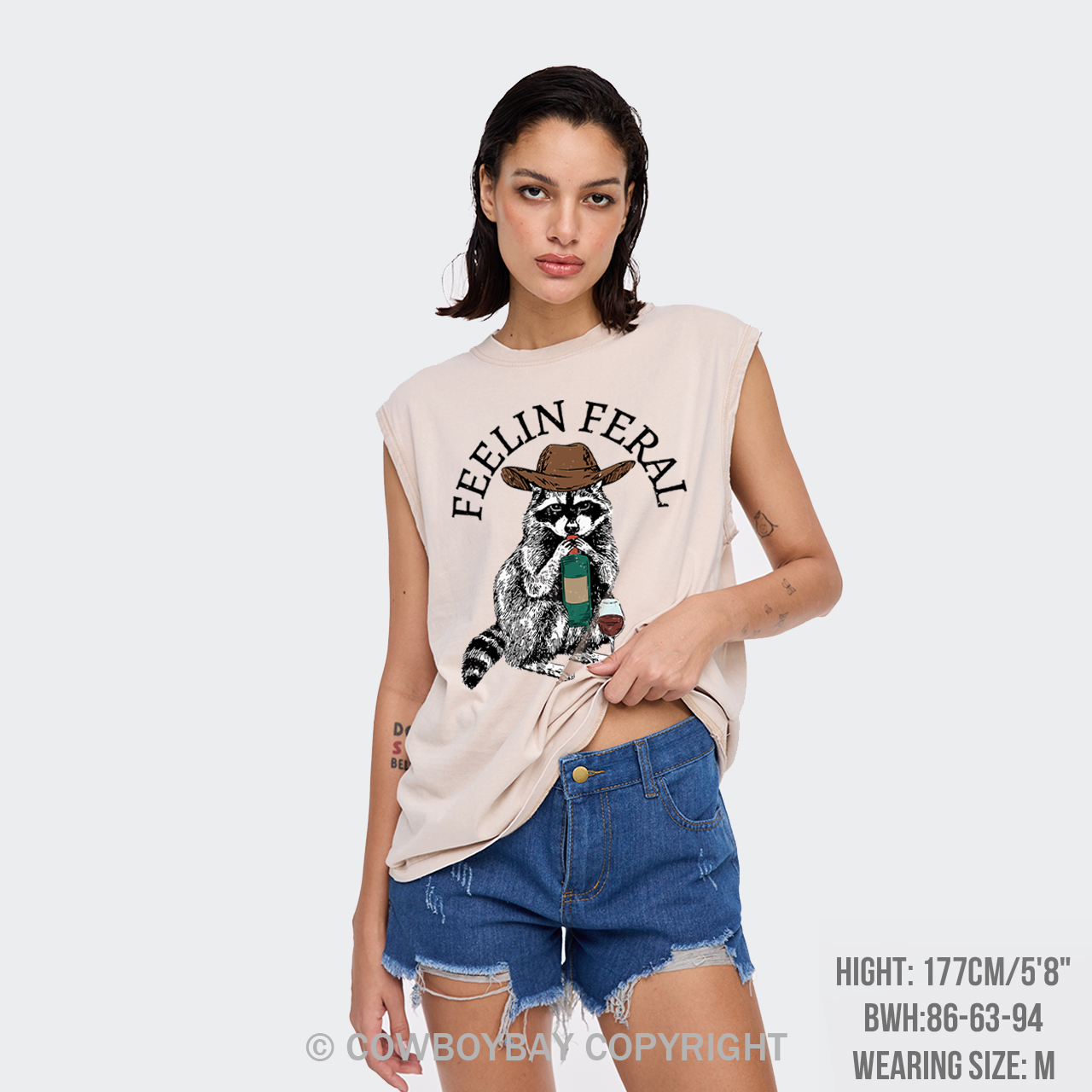 Funny Raccoon Washed Tanks