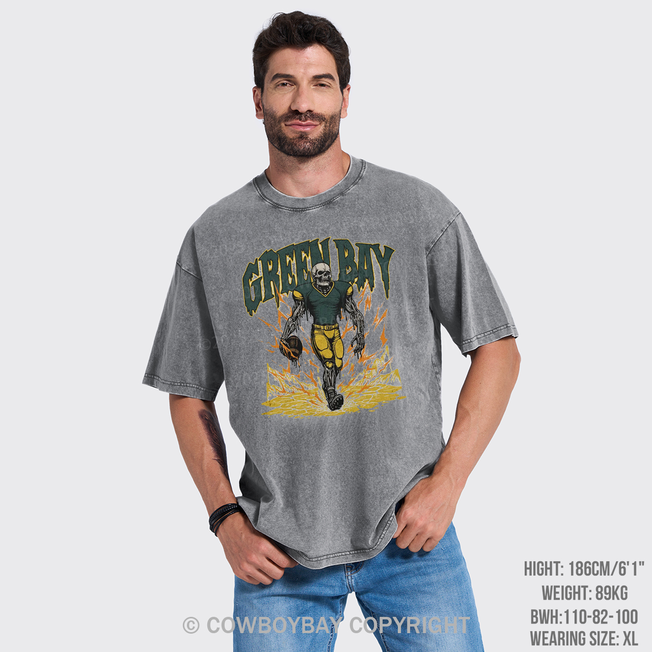 Vintage Skeleton Football Garment-dye Tees