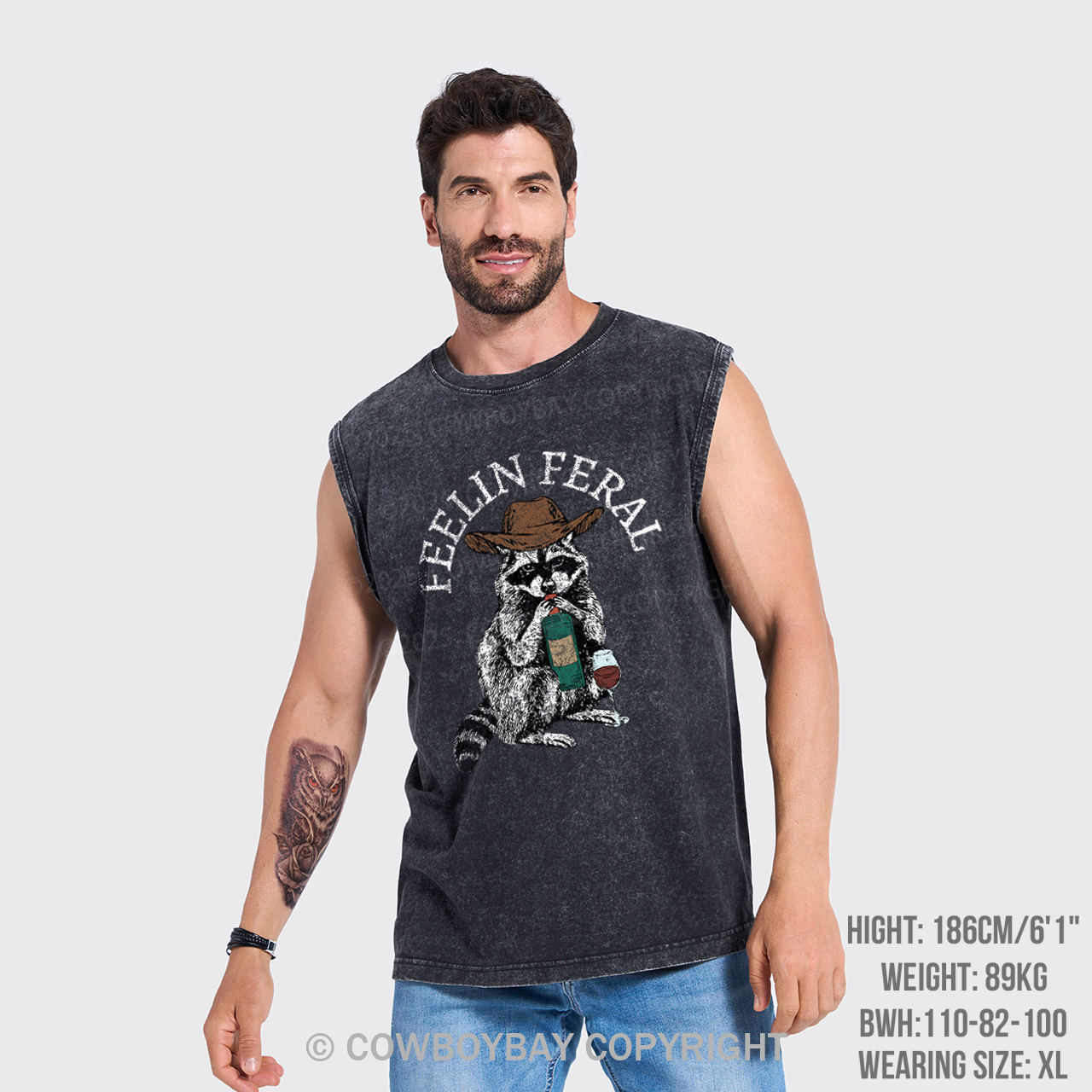 Funny Raccoon Washed Tanks