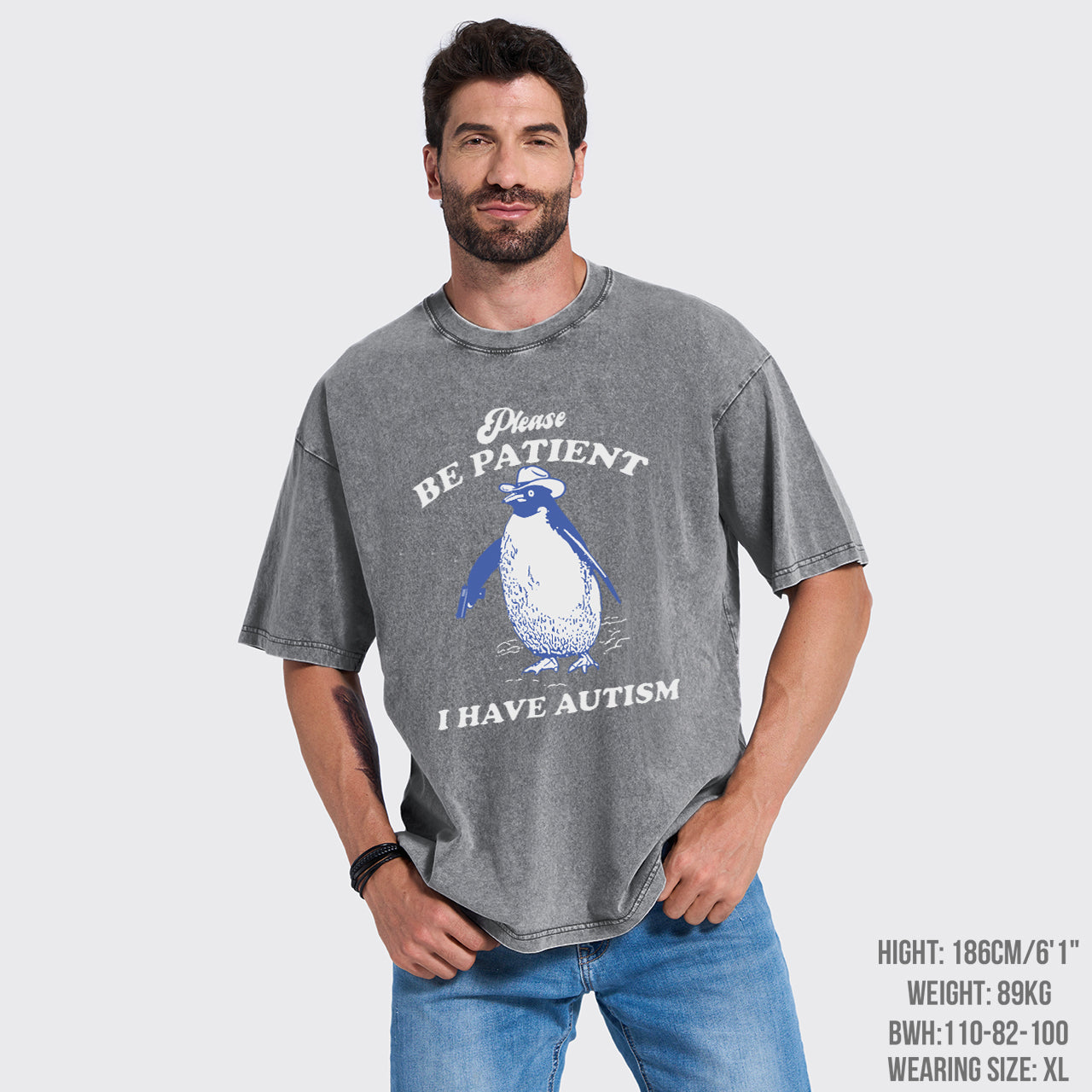 Retro Penguin-Please Be Patient Garment-dye Tees