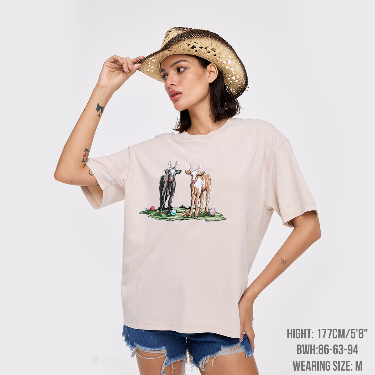 Easter Cute Cow Garment-dye Tees