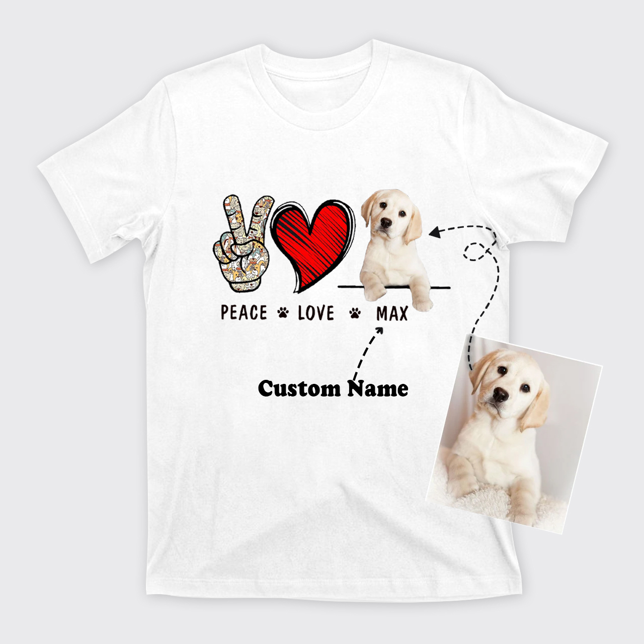Personalized Peace Love Pet T-Shirts