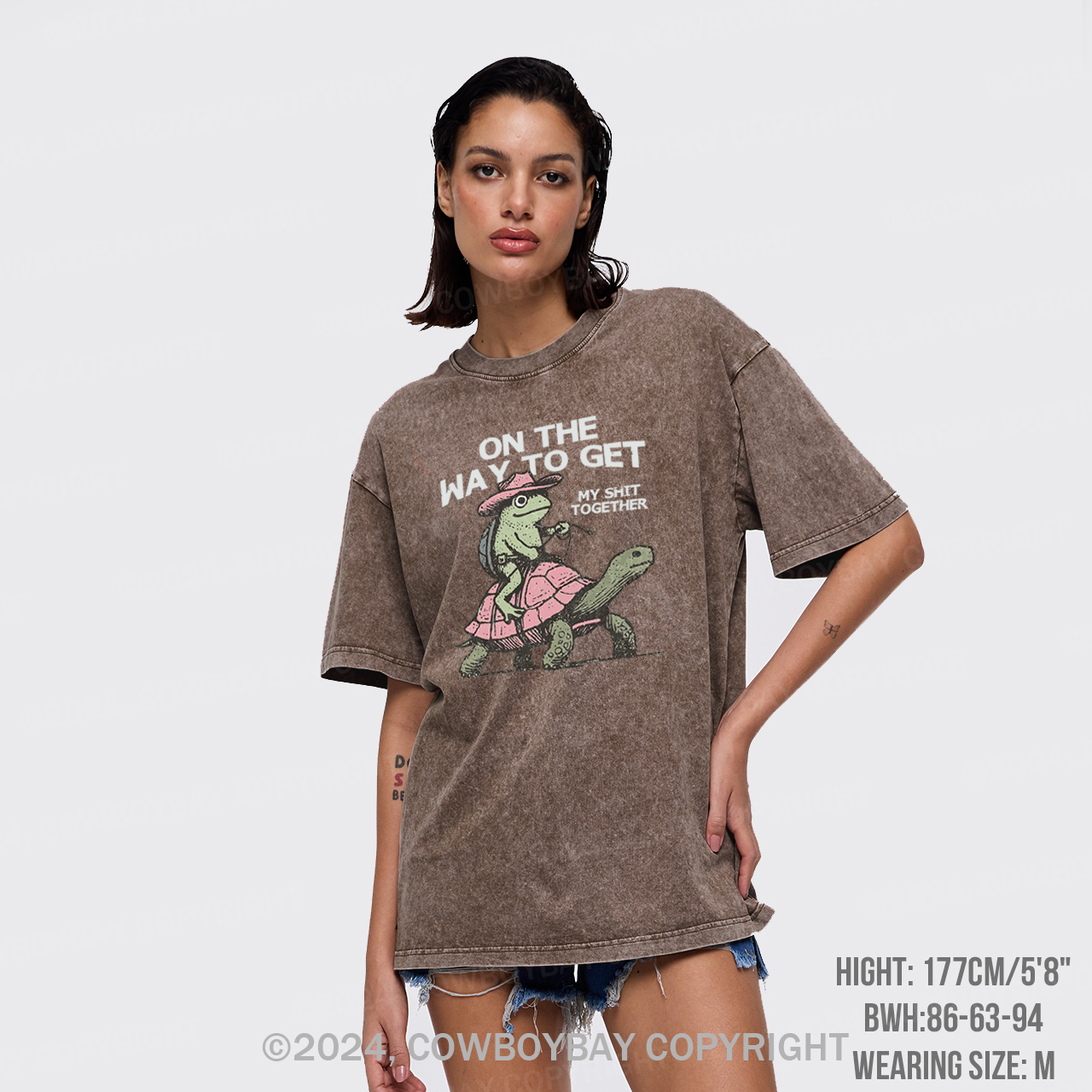 Cowboy Frog On Turtle Garment-dye Tees