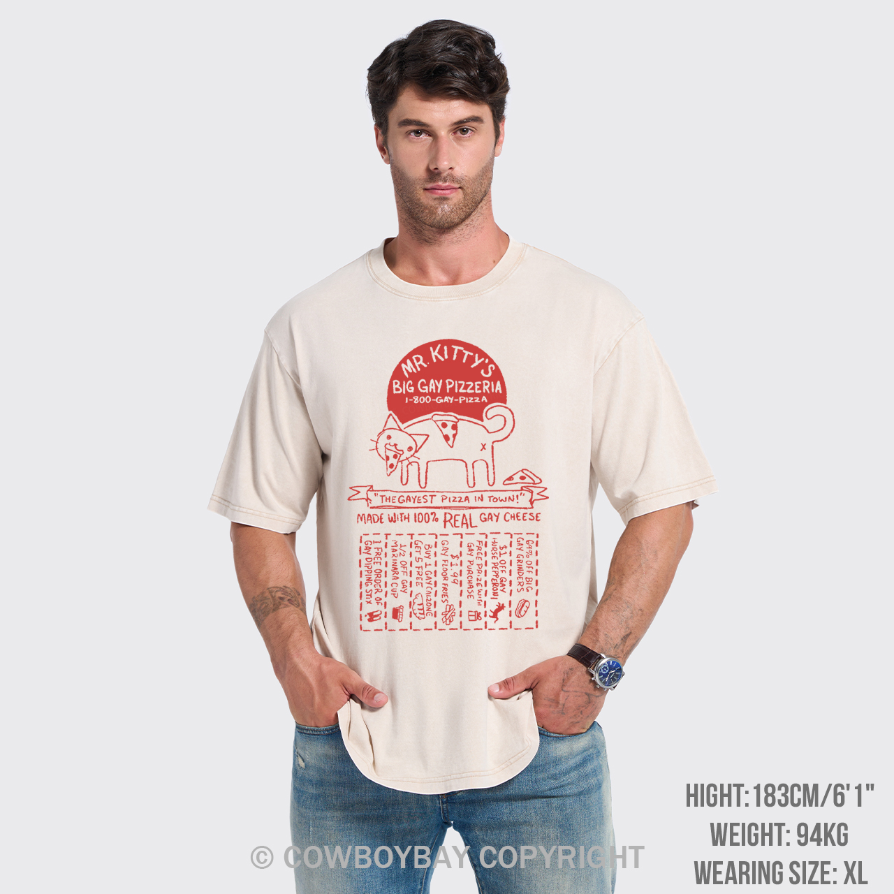 Mr. Kittys Big Gay Pizzeria Garment-dye Tees