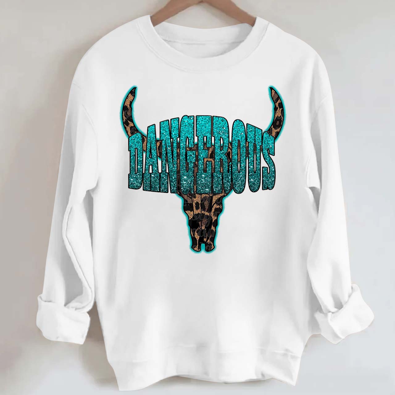 Dangerous Leopard Bull Head Cowboy Sweatshirt