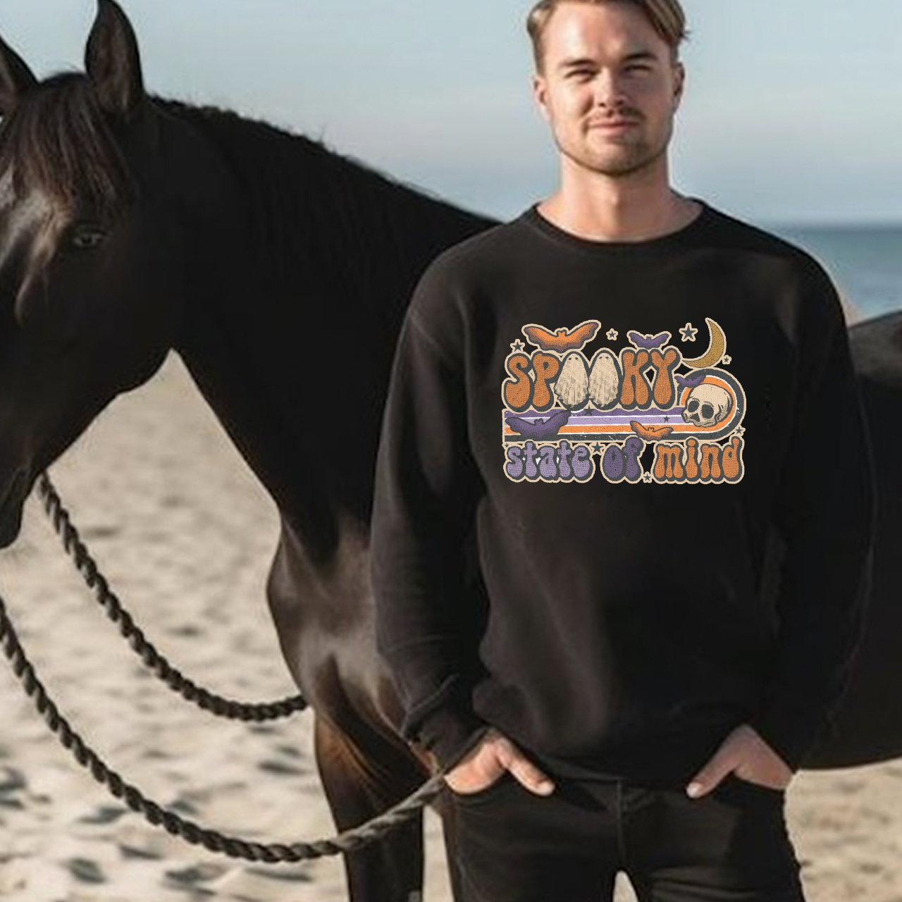 Spooky State Of Mind Western Ghost Sweatshirt