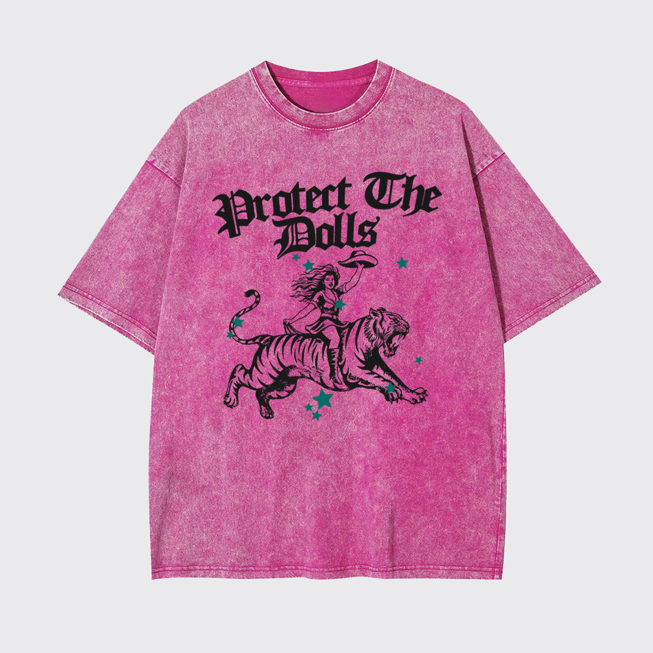 Vintage Cowgirl Riding Tiger Garment-dye Tees