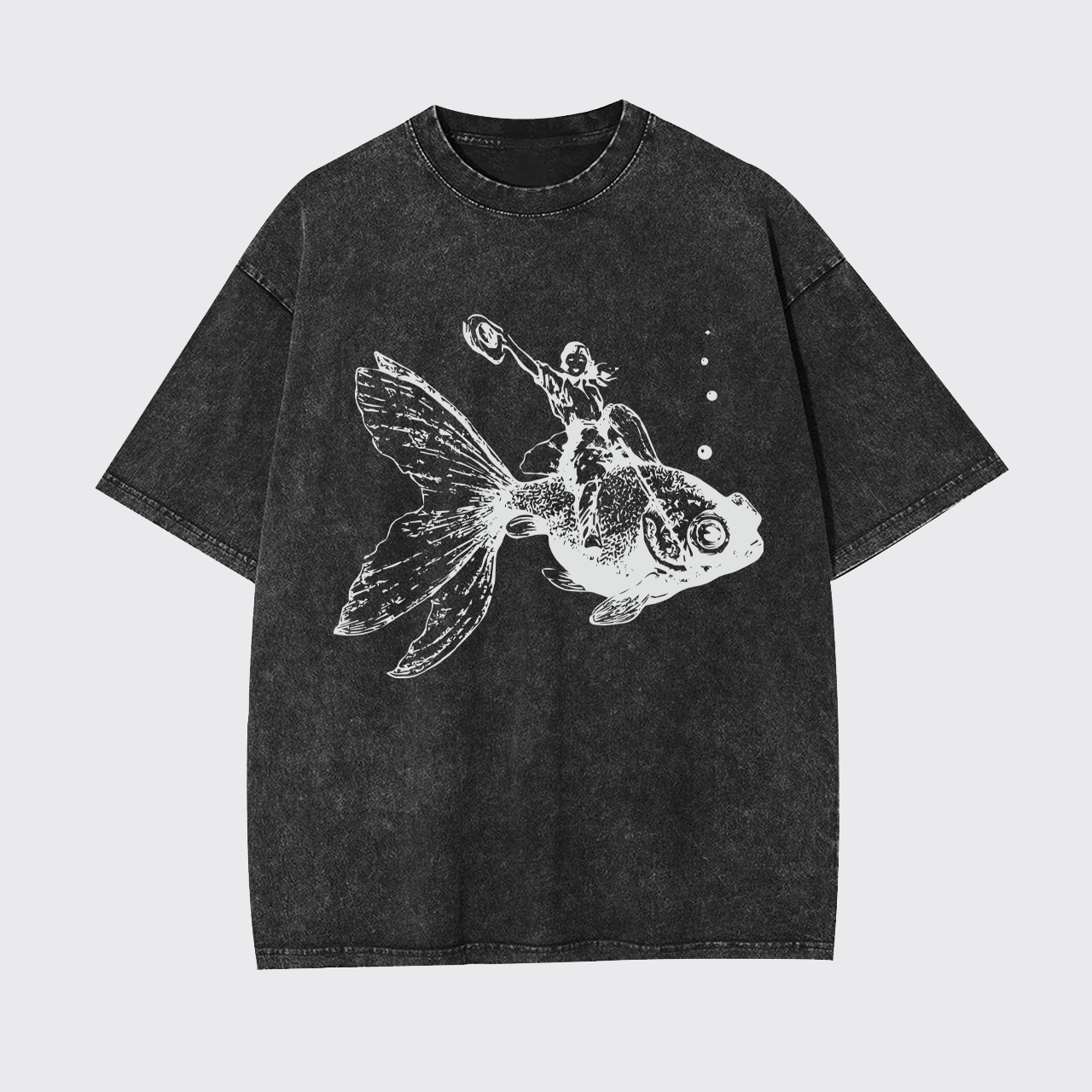 Goldfish-Riding Cowgirl Garment-dye Tees