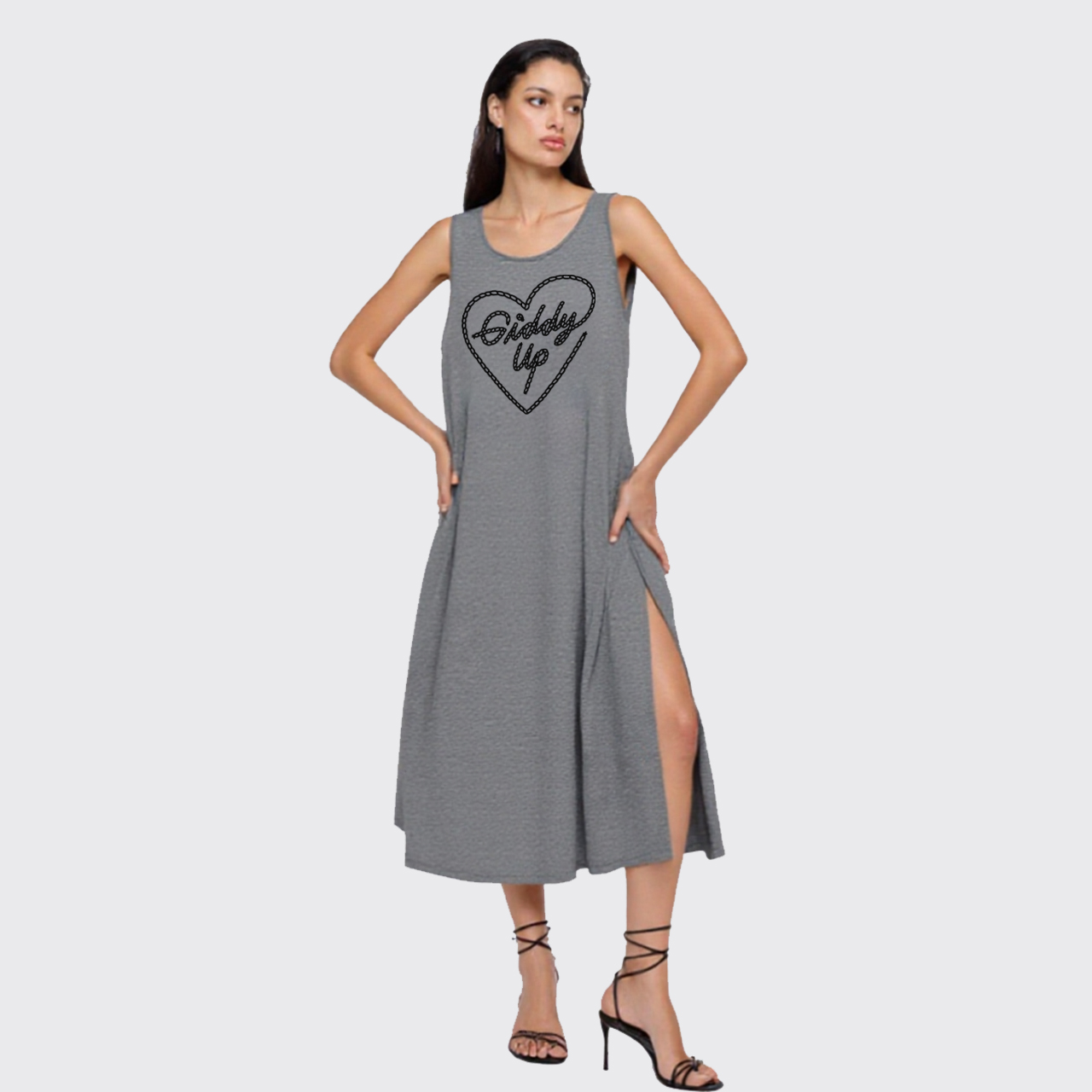 Giddy Up Heartfelt Western Slit Tank Dress