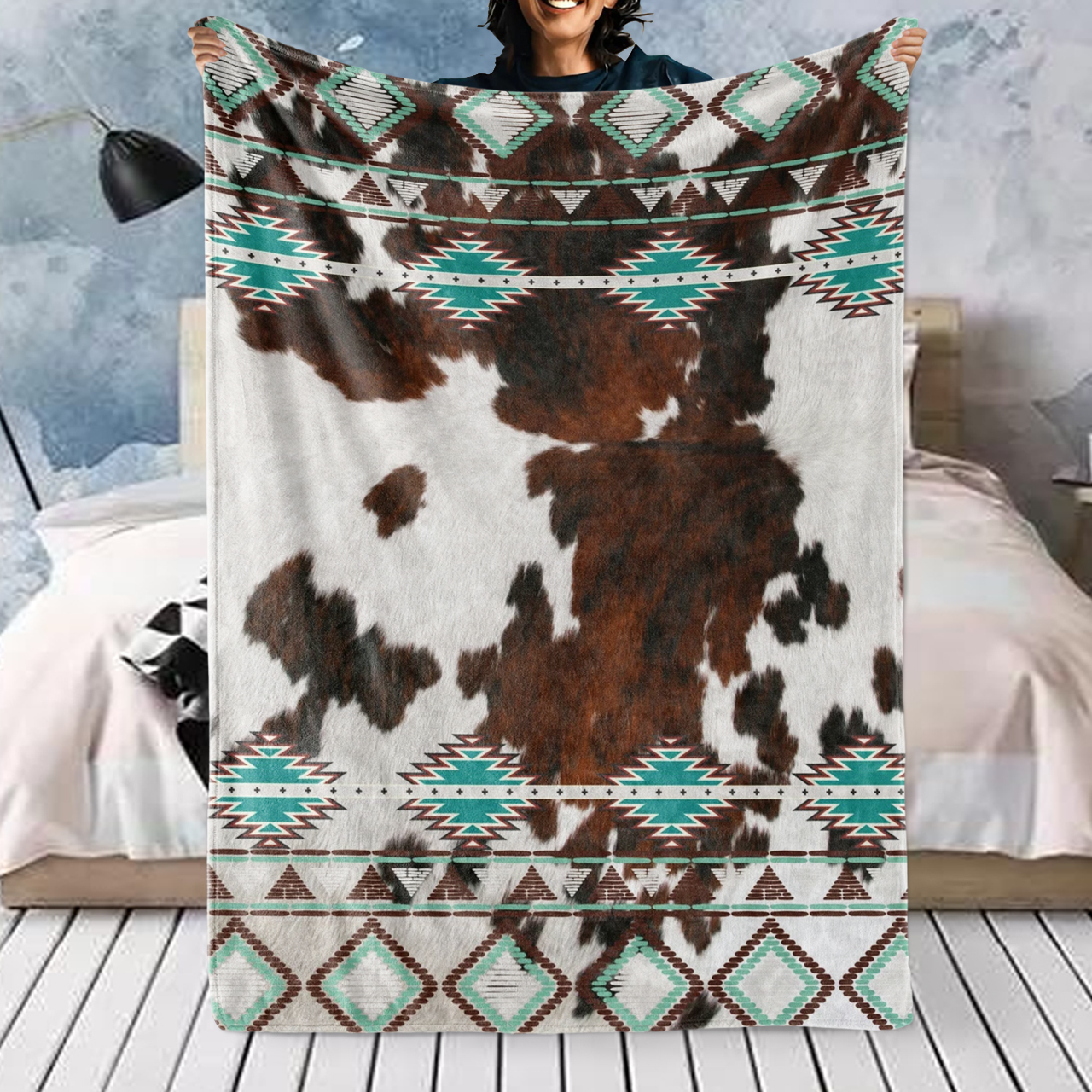 Aztec Cow Texture  Blanket