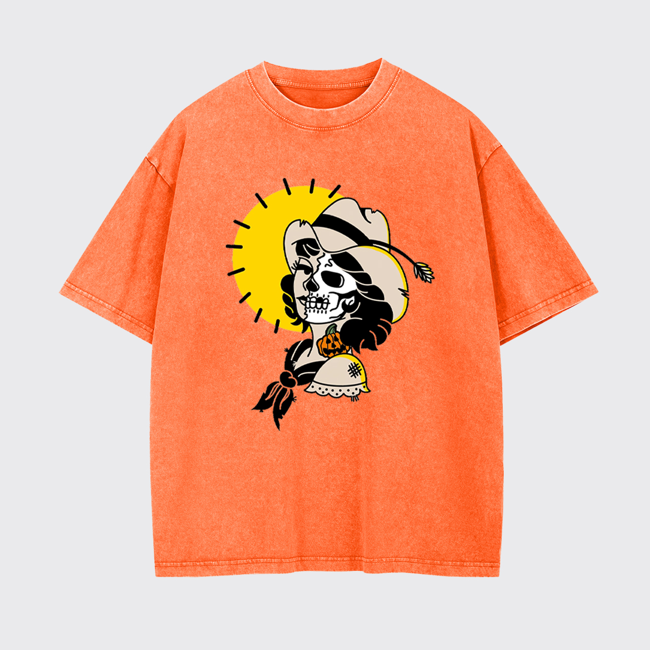 Halloween Skull Cowgirl Garment-dye Tees