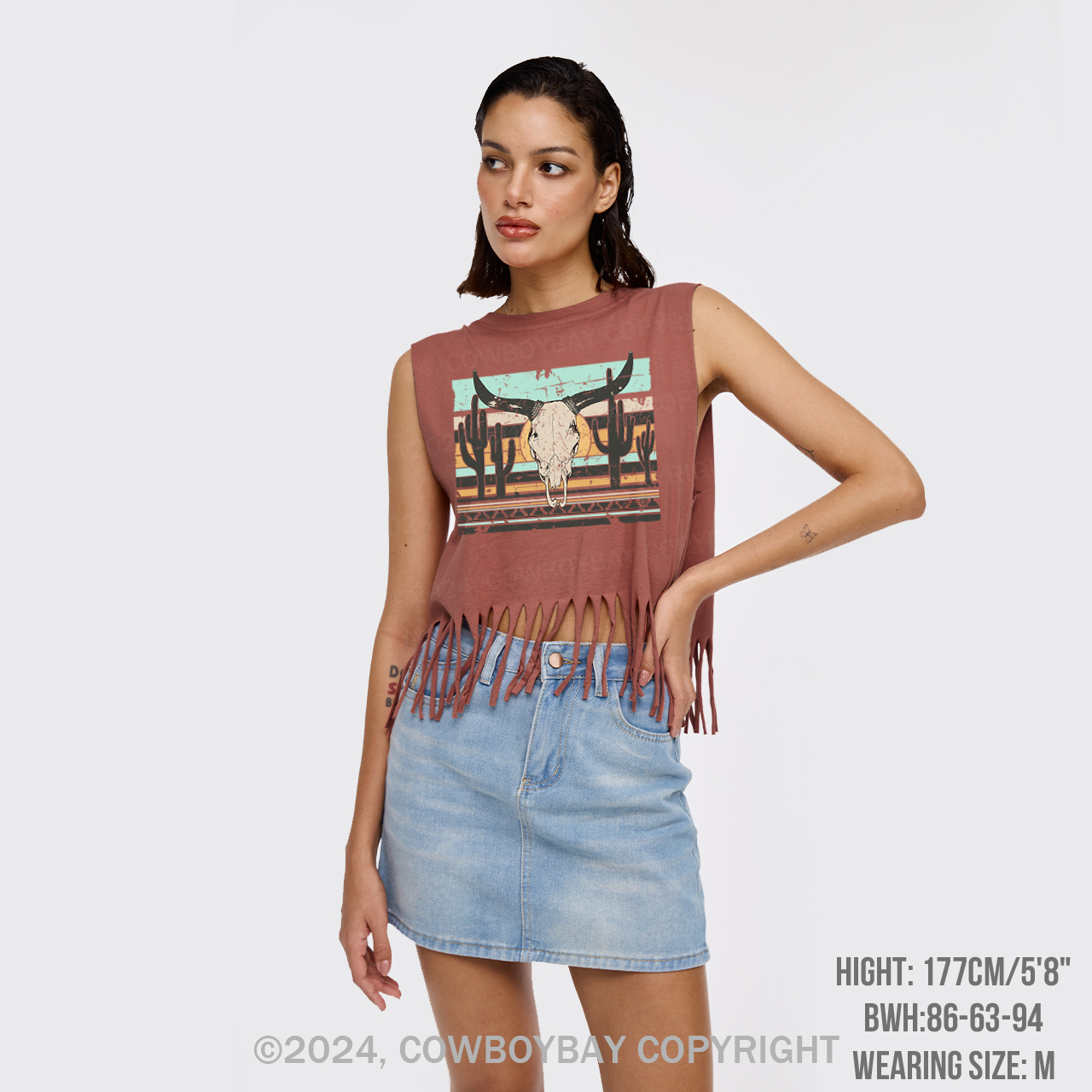 West Wild  Cow Bull Fringe Tank