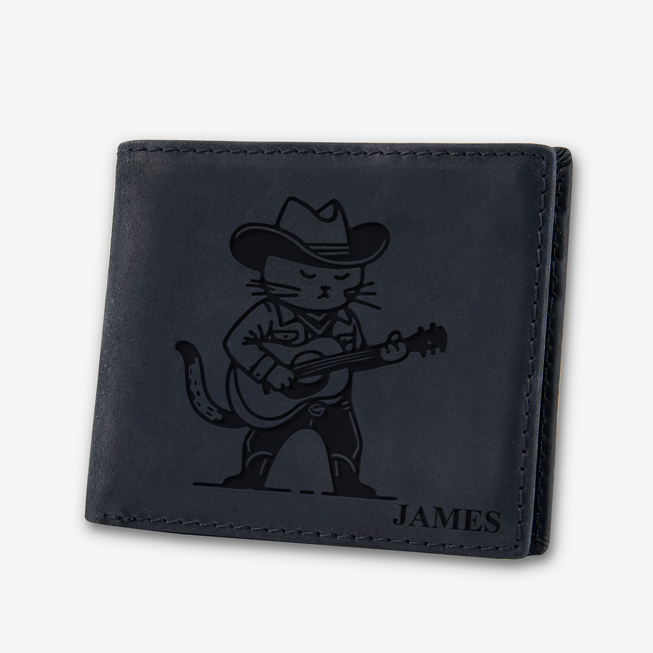 Personalized Vintage Leather Wallet_Cat