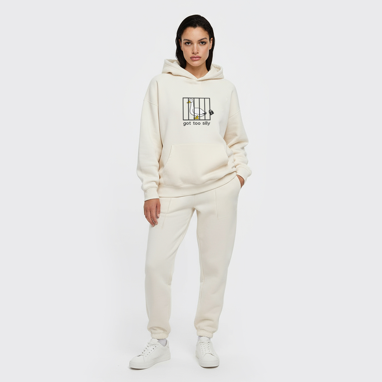 Got Too Silly Embroidered Fleece Hoodie Set