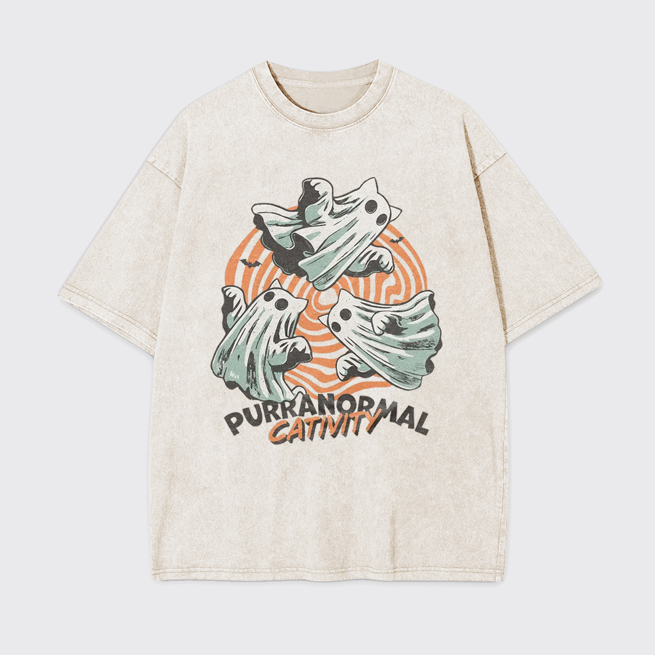 Halloween Ghost Cat Garment-dye Tees