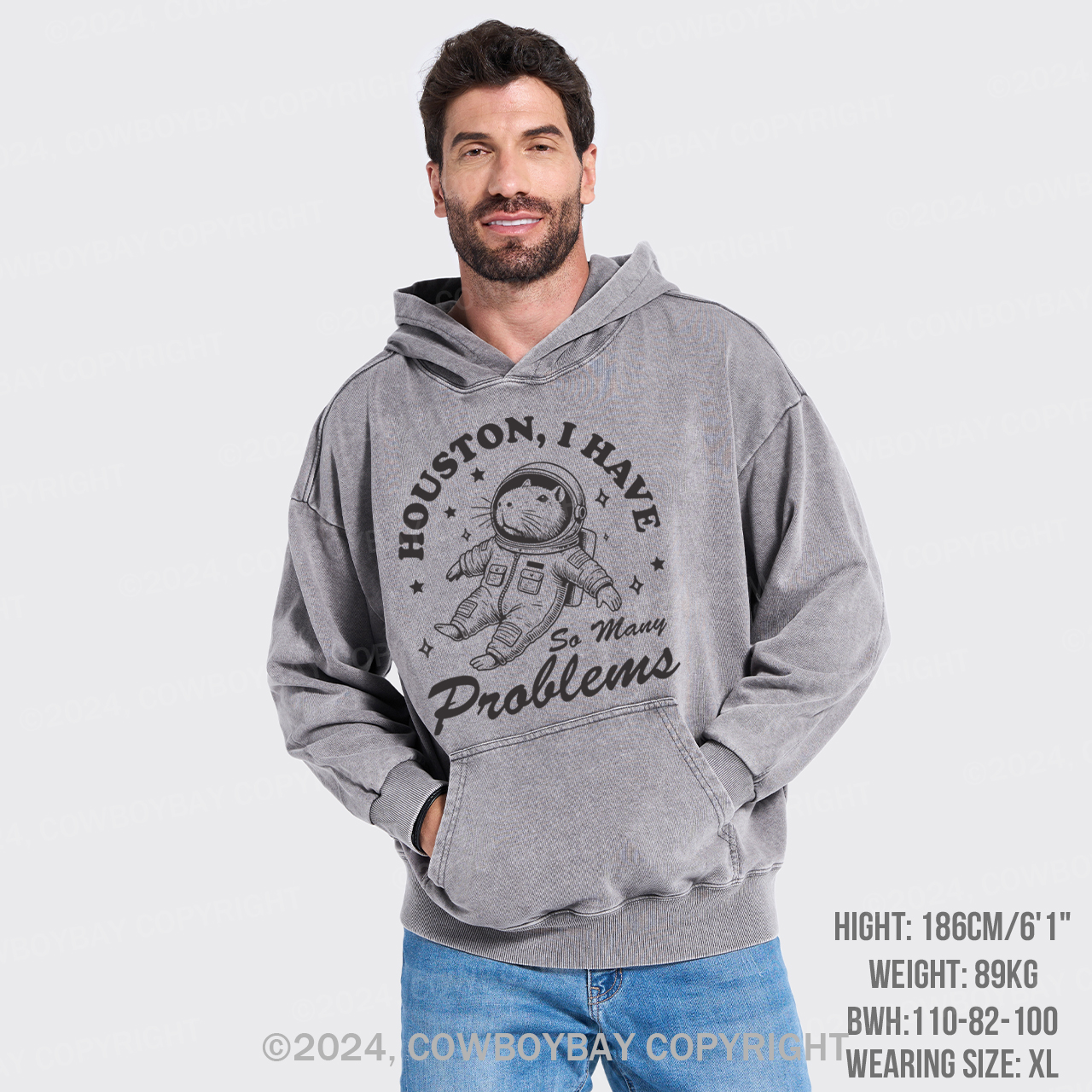 Funny Capybara in Outer Space Garment-Dye Hoodies