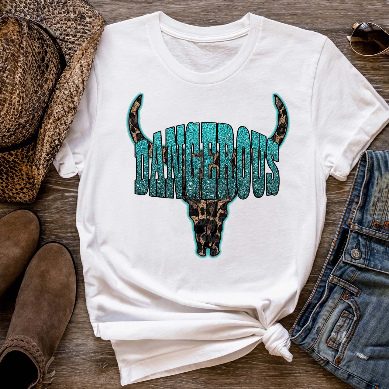 Dangerous Leopard Bull Head Cowboys T-Shirts