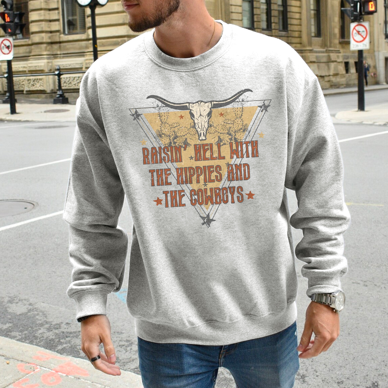 With The Hippies & The Cowboys Sweatshirt