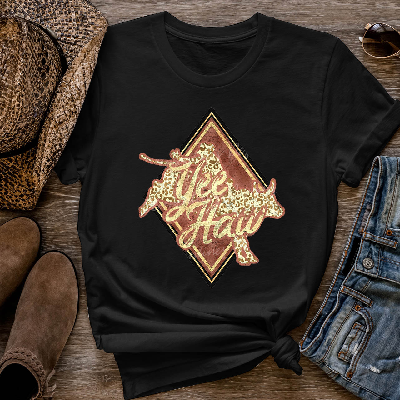 YeeHaw Cowboy Diamond Card Bull T-Shirts