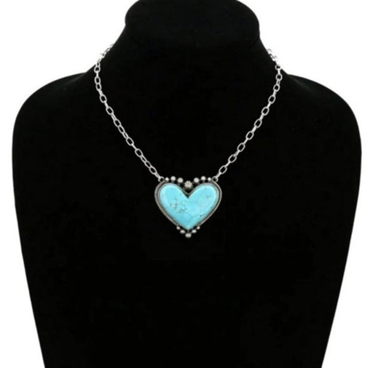 Heart Turquoise Western Cowboy Pendant Necklace