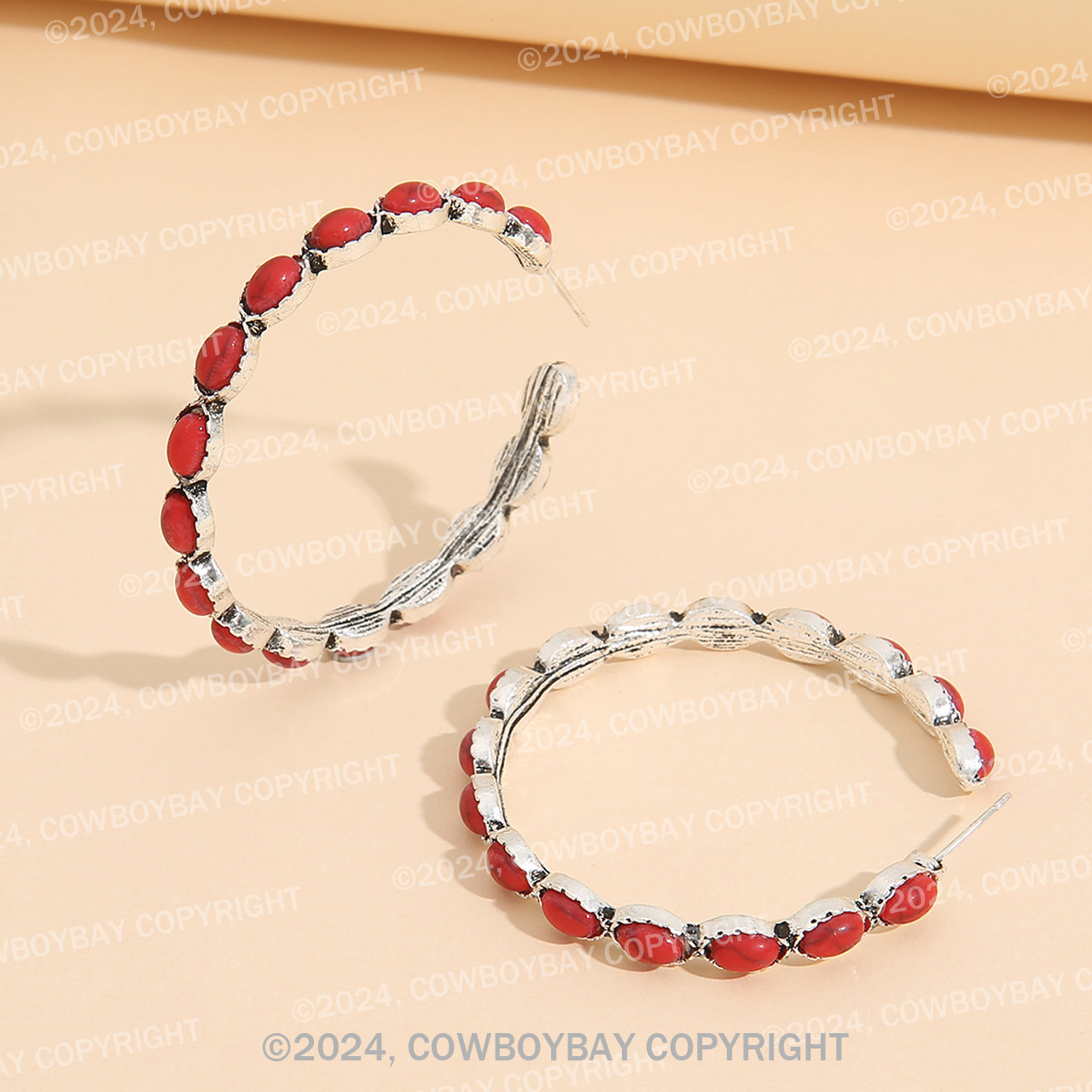 Large Circle With Turquoise Earrings