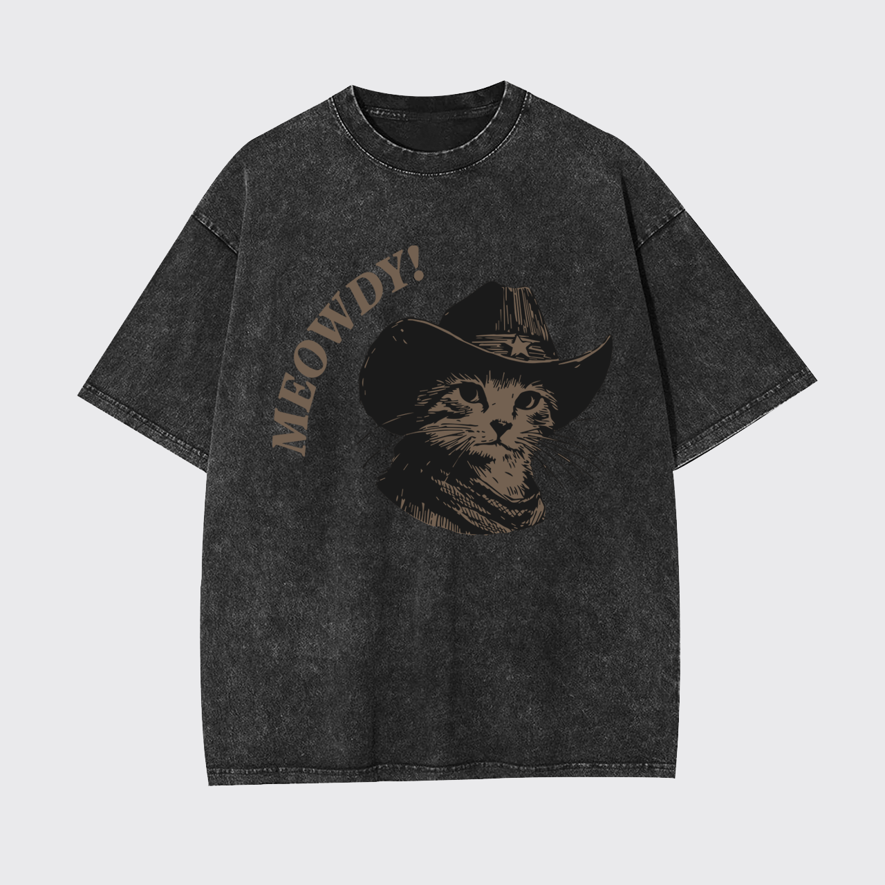 Meowdy Vintage Cowboy Cat Garment-dye Tees