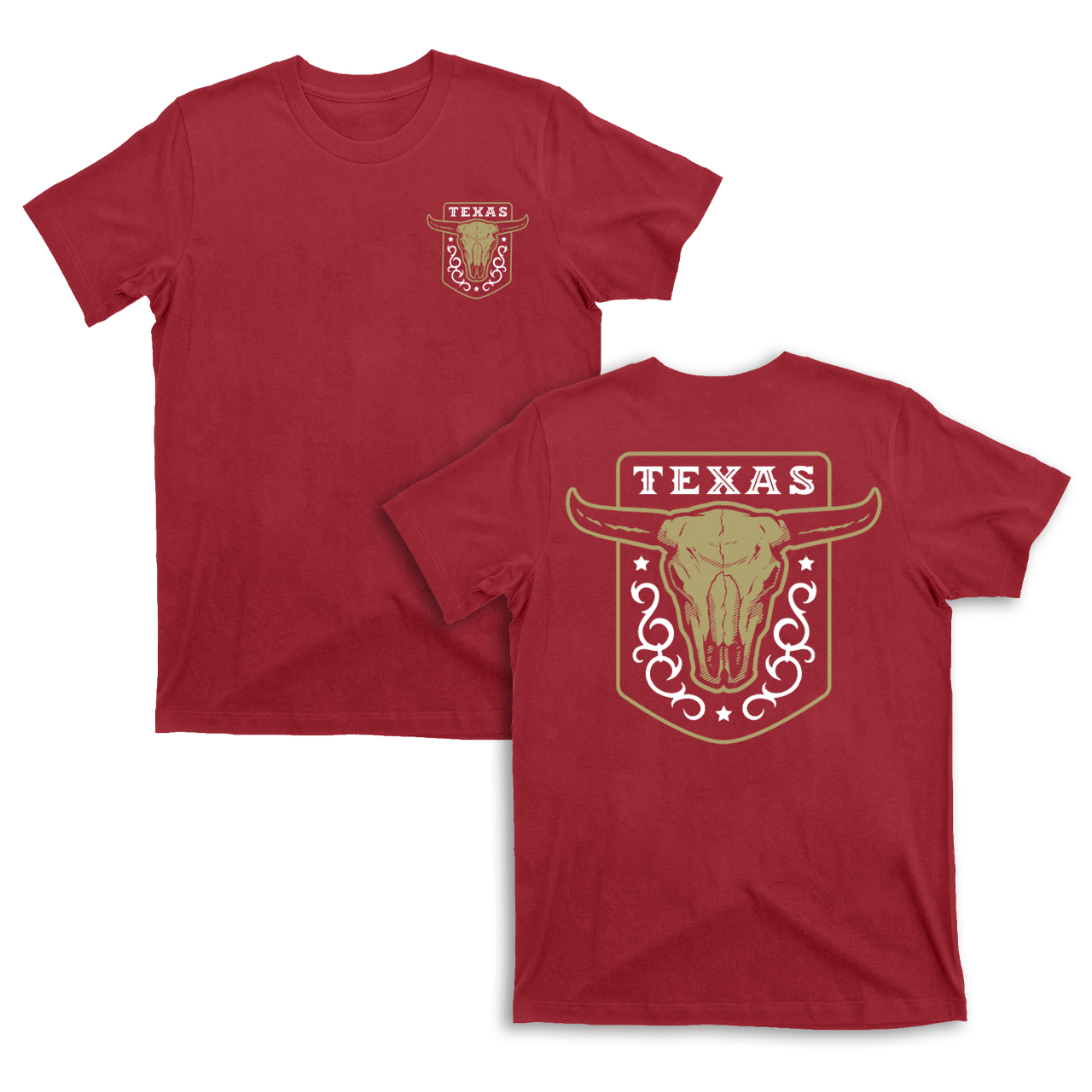 Texas Vintage Emblem With Bull Skull On a Dark T-Shirt