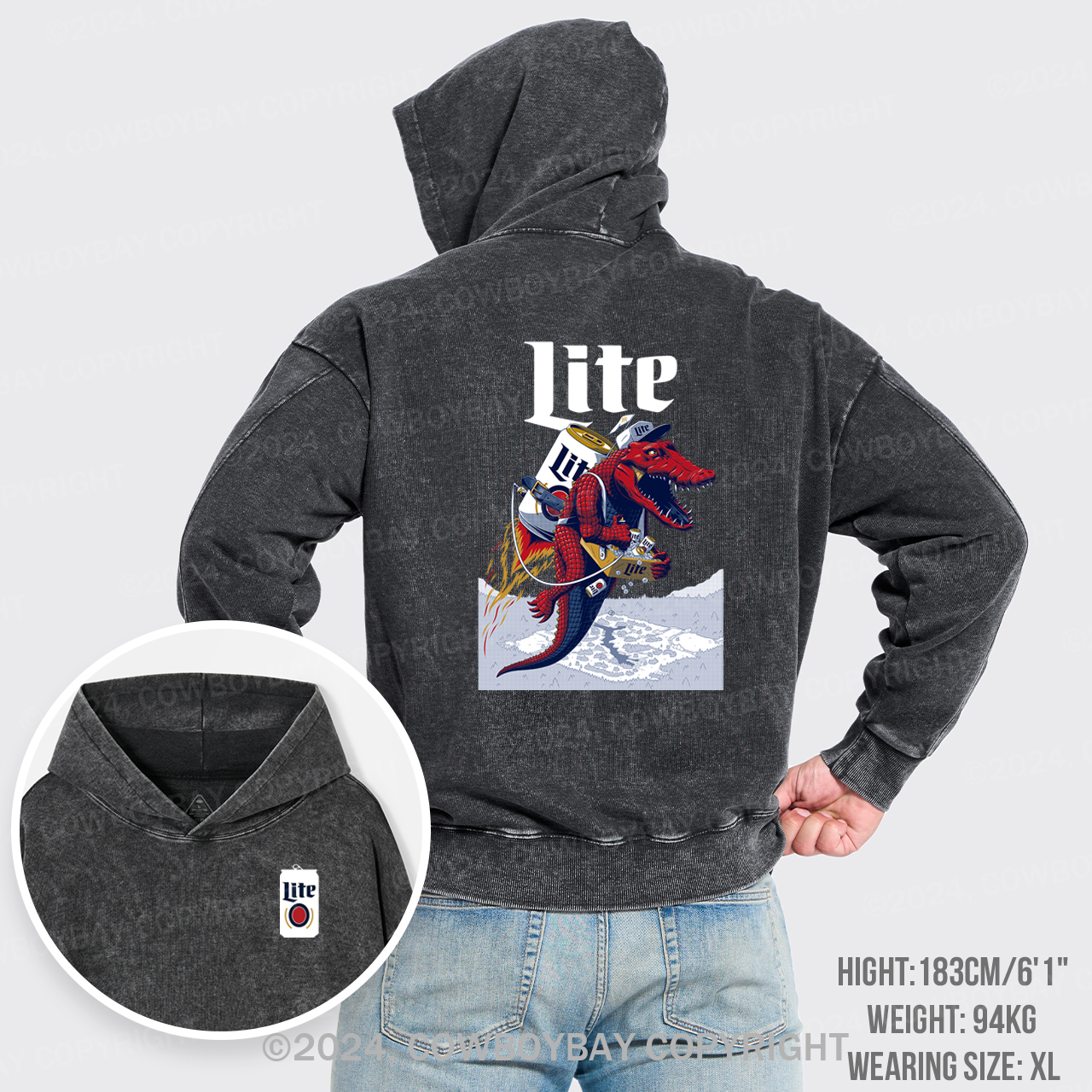 Western Crocodile Garment-Dye Hoodies