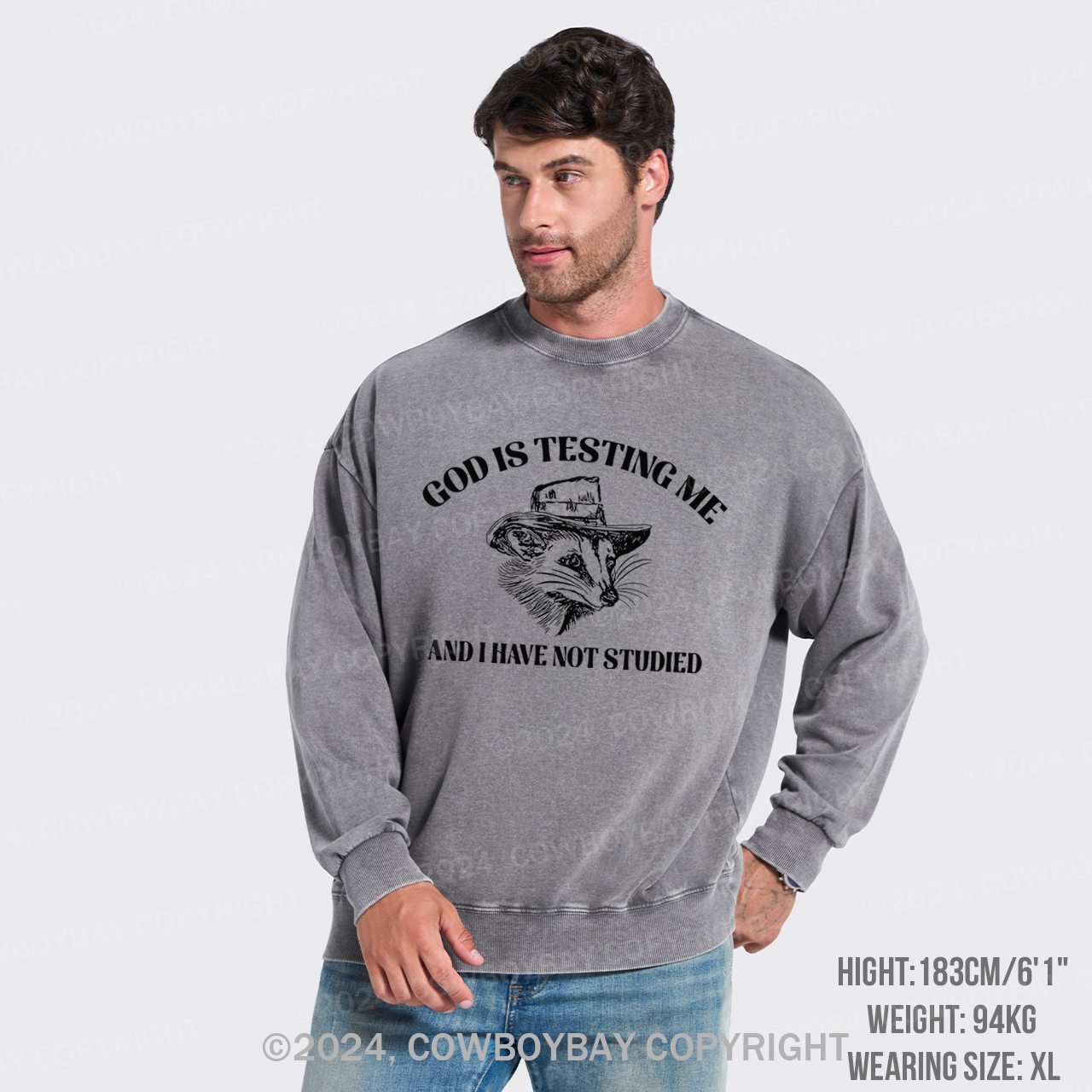 God Is Testing Me Funny Washed Sweatshirts