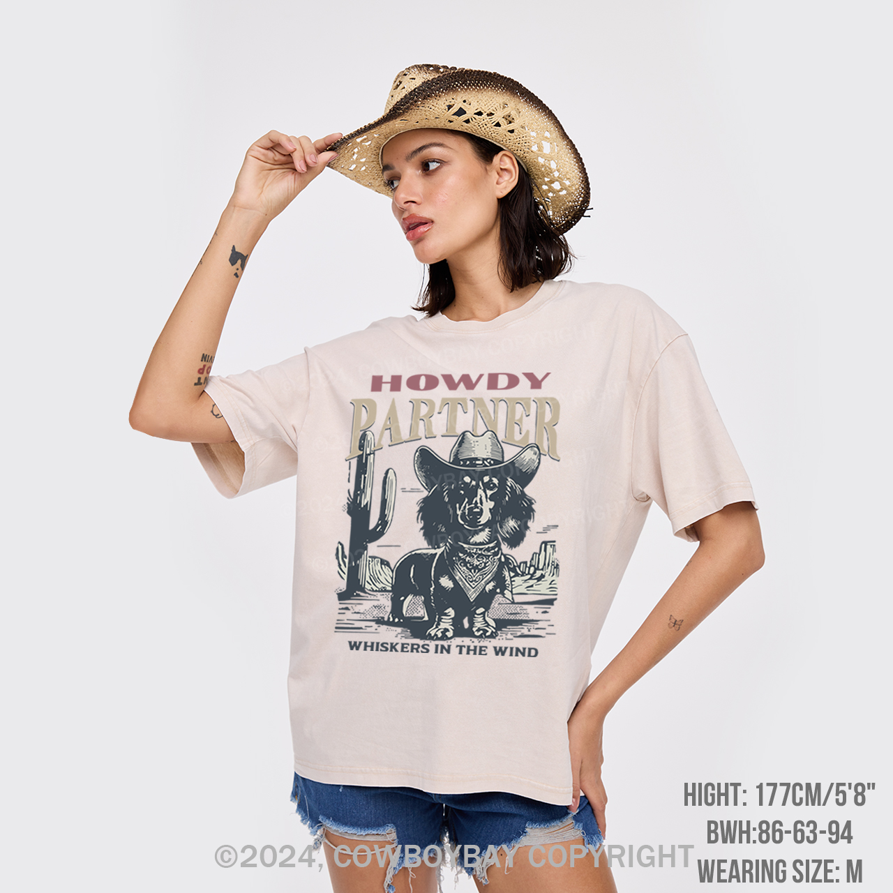 Howdy Partner Cowboy Dog Garment-dye Tees