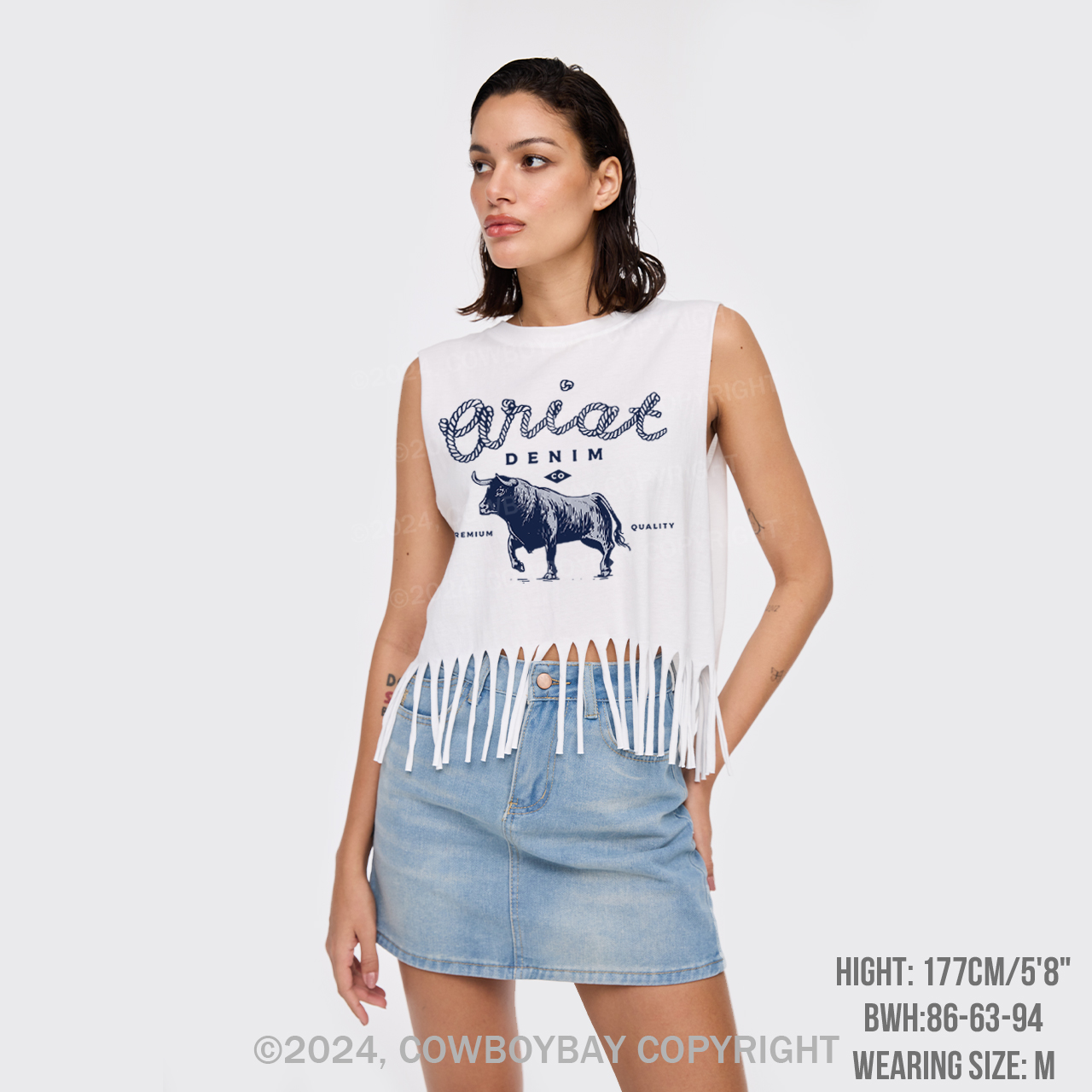 Ariat Denim Bull Fringe Tank