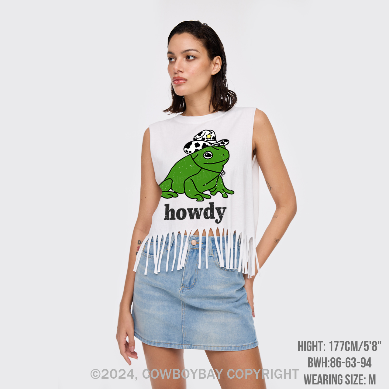 Howdy Cute Frog Fringe Tank