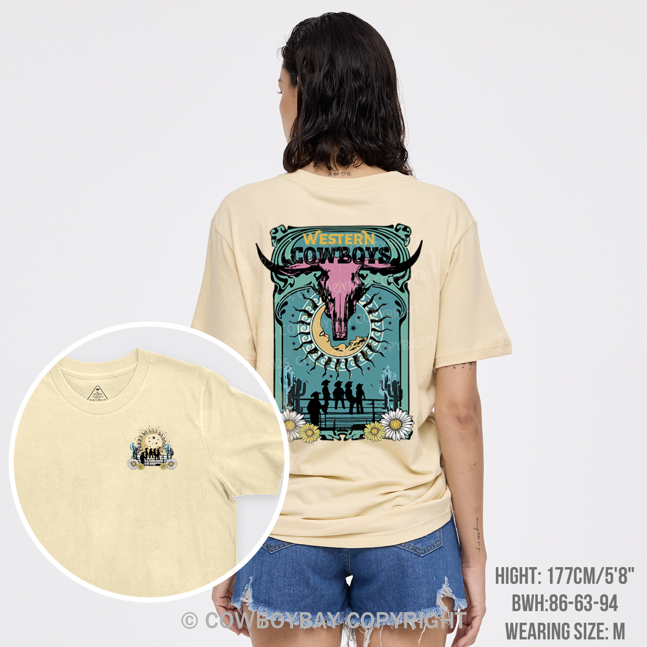 Western Cow Skull Retro Cowboy T-Shirts