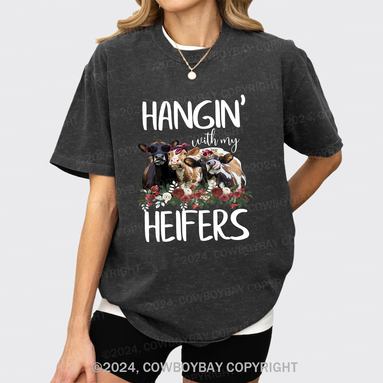 Hanging with my Heifers Country Cowboy Garment-dye Tees