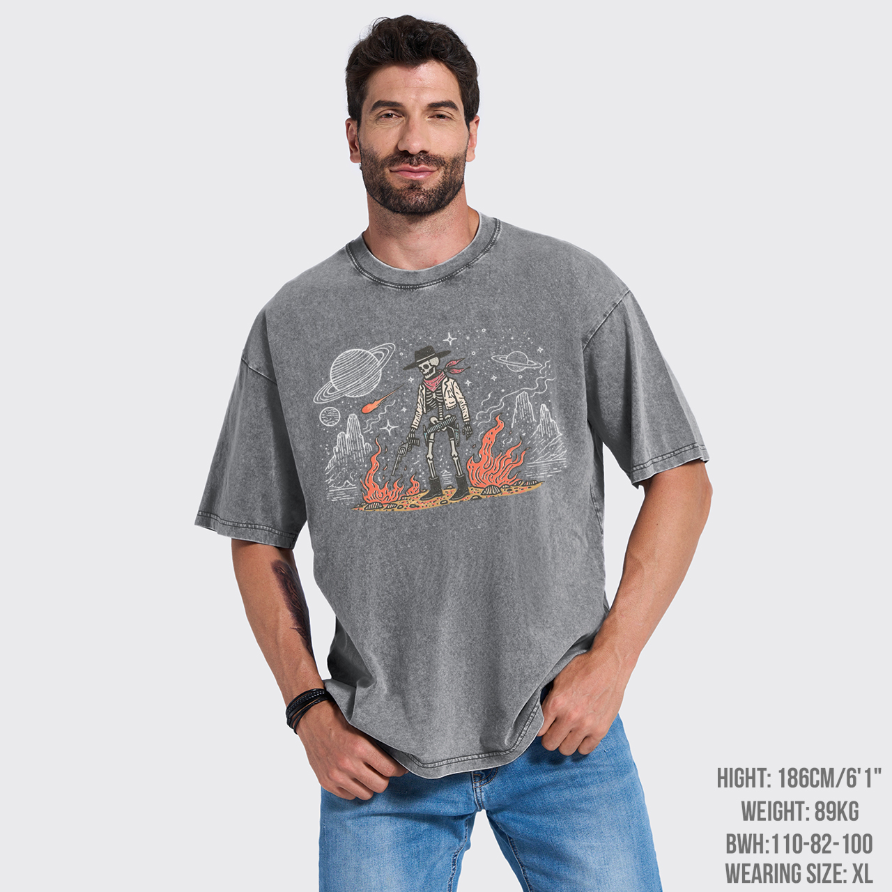 Cowboy Skeleton in Space Garment-dye Tees